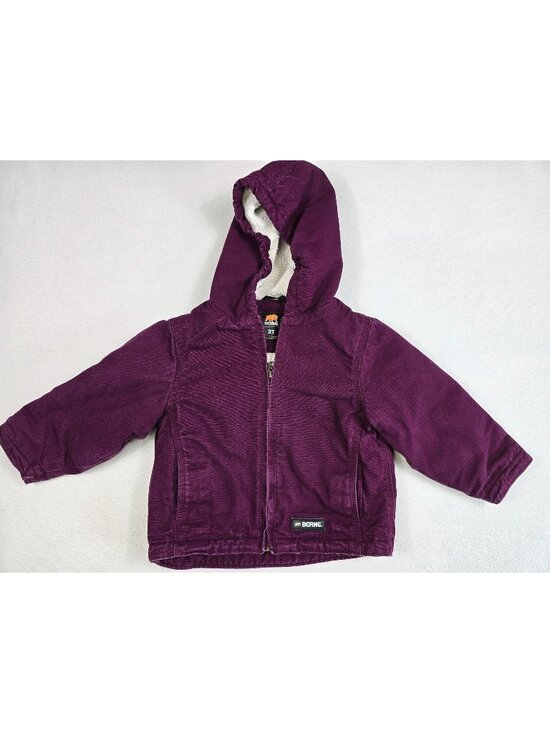 Berne Other - Berne Kids Hooded Jacket 3T Plum Purple Chore Barn Canvas Coat Sherpa Lining